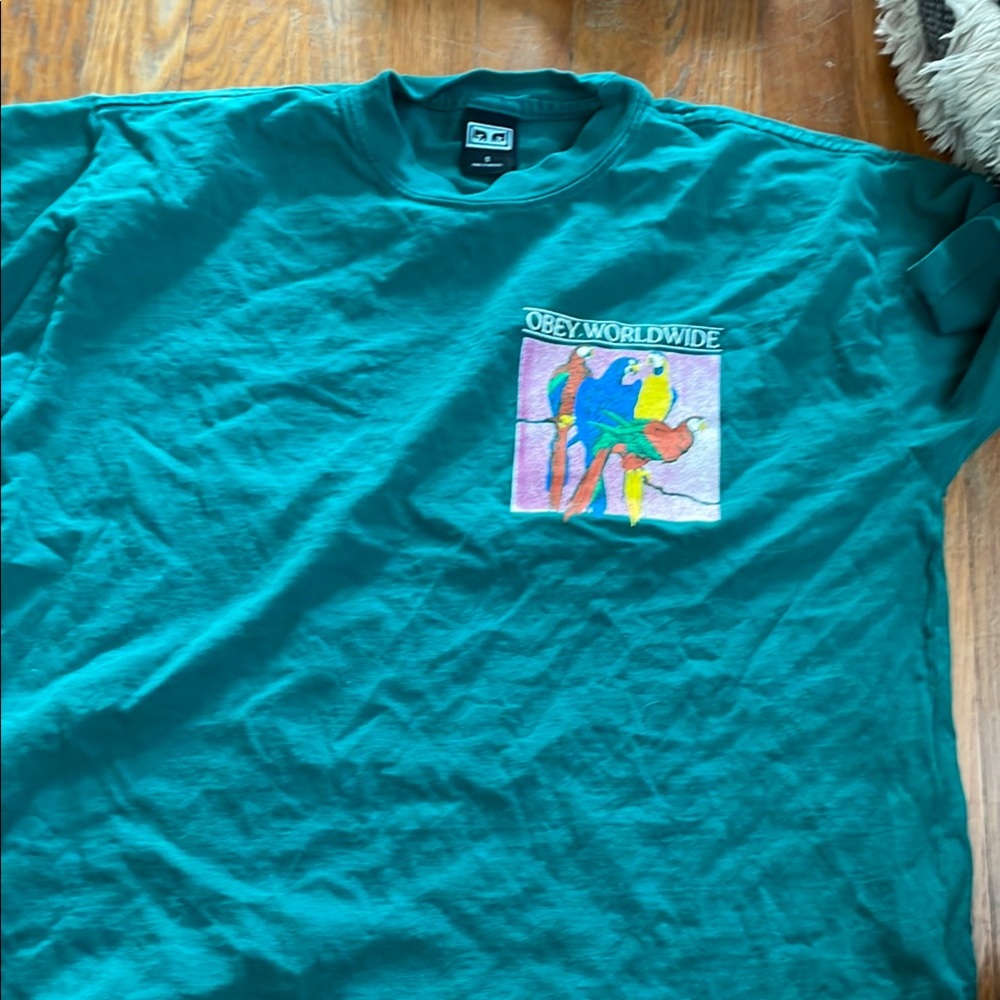 Obey Men's Teal Graphic T-Shirt